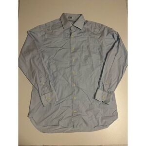 Peter Millar Button Up Shirt Mens Long Sleeve Casual Size M 15.5 R Blue B41‎